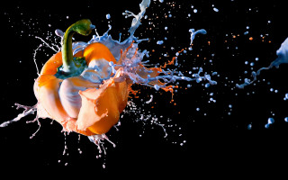 Orange white pepper splash water - alberto seveso free wallpaper