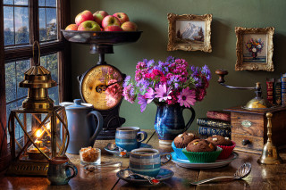 Still life vase flowers muffins - a vase of flowers free wallpaper for desktop