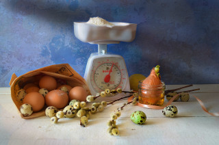 Scale eggs bag measuring cup - food photography free wallpaper