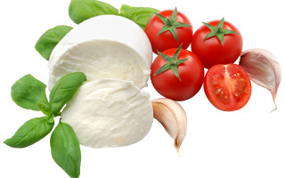 Mozzarella tomatoes garlic basil green - tomato free wallpaper