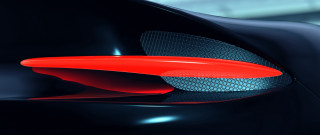 Red object black background blue - hyper detail free wallpaper