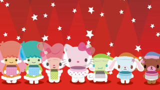 Cartoon animals red background stars 2 - a group of cartoon animals free wallpaper