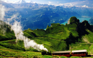 Train lush green countryside mountains - a lush green countryside next free wallpaper