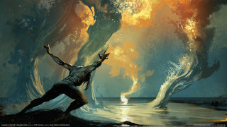 Woman wave magic fantasy fire - bastien lecouffedeharme free wallpaper for desktop