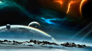 Space mountains planets bright star 5 - free mountains wallpaper
