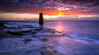 Sunset water tower clouds matte - rich moody colour free wallpaper