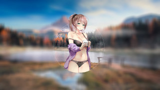 Woman bikini camera lake forest - a woman in a bikini holding free wallpaper