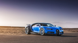 Blue bugatti desert mountain sunset - a blue bugatti free wallpaper