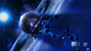 Space planet star light matte 4 - a planet and a star in the background free wallpaper