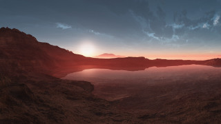 Desert lake mountains cloudy sunset - mountain under a cloudy sky free wallpaper