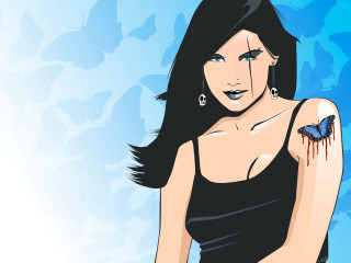 Woman butterfly blue background gothic - a blue butterfly free wallpaper