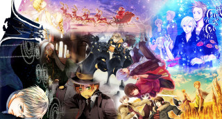 Anime collage christmas scene top - a collage of anime characters free wallpaper