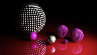 Balls on red surface raytraced - buckminster fuller free wallpaper