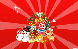 Christmas snowman santa stars ornaments - a christmas scene free wallpaper