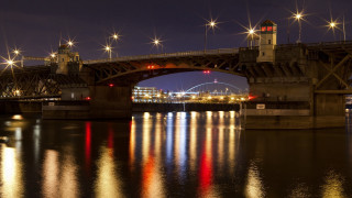 Bridge river city night lights 28 - a bridge over a river free wallpaper for desktop