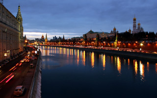 River cars night city lights 2 - andrey yefimovich martynov free wallpaper for desktop