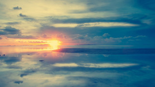 Sunset sky clouds water ducks - duck free wallpaper