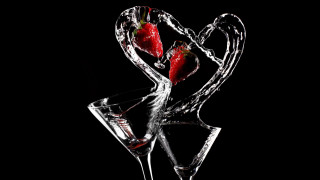 Wine strawberries heart glass lyco - liquid free wallpaper for desktop