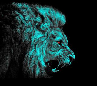 Lion mouth open glowing green - a green glow free wallpaper