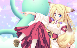 Anime girl blonde cat ears 2 - star free wallpaper for desktop