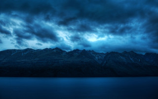 Mountain range dark sky water 3 - a dark sky above free wallpaper