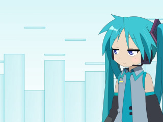 Anime character blue hair blue - tall building free wallpaper