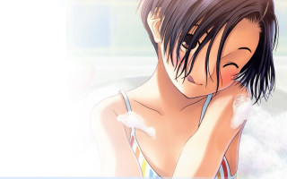 Woman bathtub foam blush blackhair - a bathtub free wallpaper