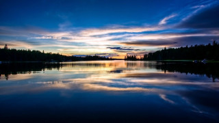 Lake sunset reflection trees clouds - the sky and trees free wallpaper