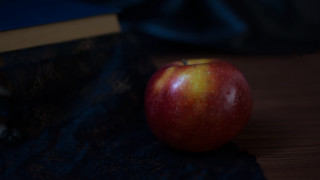 Red apple wooden table book - a table cloth free wallpaper