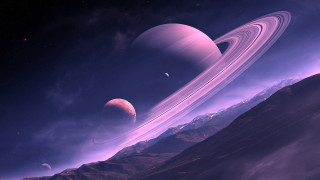 Saturn moon mountains distant planet 2 - a. hardy free wallpaper