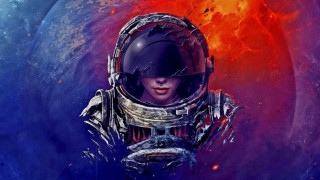 Woman space suit helmet cyberpunk - sci fi free wallpaper for desktop