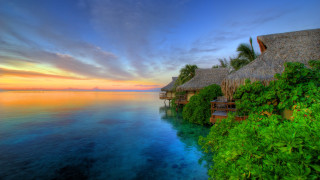 Tropical resort sunset beach ocean 2 - tropical free wallpaper for desktop