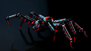 Robot red black lights dark - a dark room free wallpaper for desktop