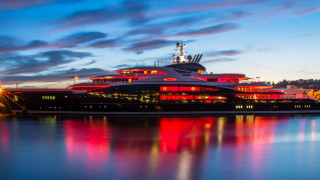 Large boat docked night colorful - david ramsay hay free wallpaper