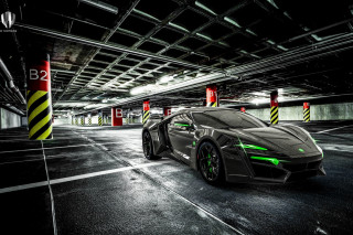 Neon lit vintage car tokyo - a parking garage free wallpaper