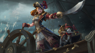 Pirate woman sword ship blue - anne said free wallpaper