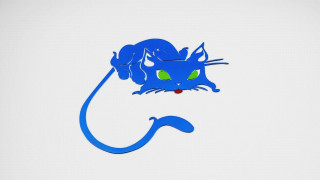 Blue cat green eyes tail - 3 d model free wallpaper