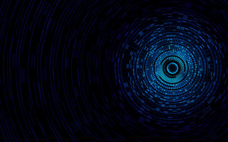 Blue circle black background raytraced - chromatic aberration free wallpaper for desktop