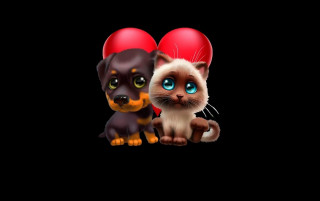 Cat dog heart balloon black 2 - balloon free wallpaper for desktop