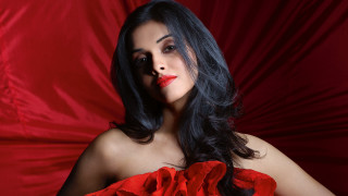 Woman blackhair reddress redbackground ella - red lipstick free wallpaper