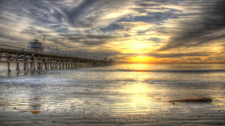 Pier ocean sunset boat city - the beach near the ocean free wallpaper