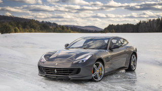 Silver car frozen lake trees - lake free wallpaper