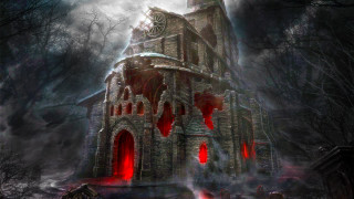 Creepy castle blood dripping face - a creepy face free wallpaper for desktop
