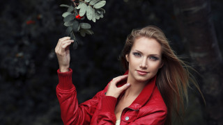 Woman redjacket flower portrait naturalism - daphne mcclure free wallpaper for desktop