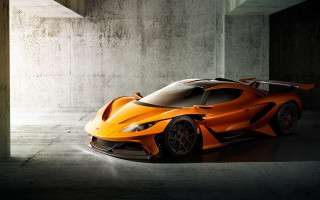 Orange sports car dark room 7 - the wall and floor free wallpaper
