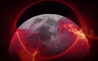 Red planet moon magic circle - free space wallpaper