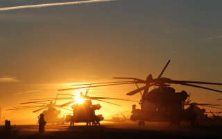 Military helicopters sunset silhouette clouds - donald sherwood free wallpaper