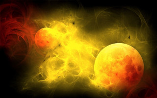 Yellow red black orange balls - the center free wallpaper