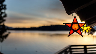 Red star lake sunset reflection - a red star free wallpaper