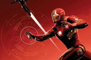 Red suit sword comic panel - a red suit holding free wallpaper